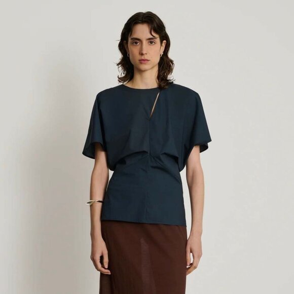 244. Soeur Embrun Midnight Blue Blouse Cotton $295 EUC Sz 36 - Picture 1 of 5